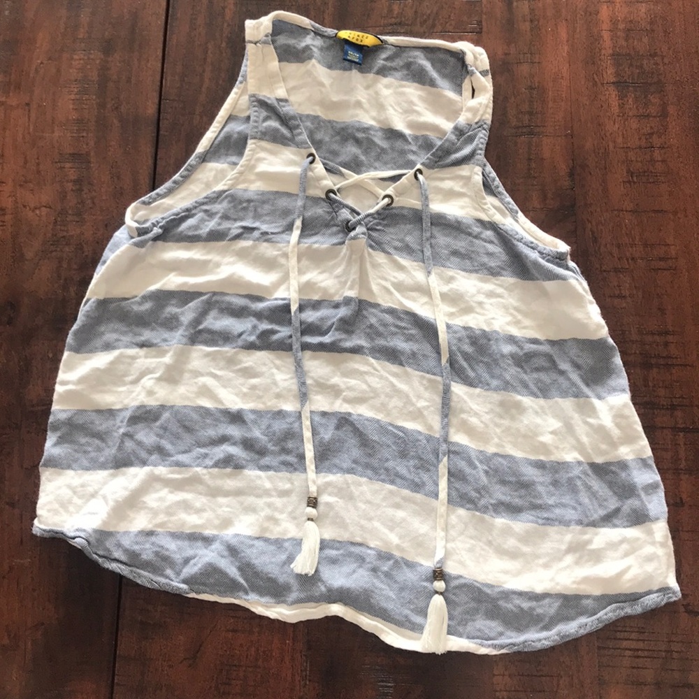 Really cute blue white striped tank top